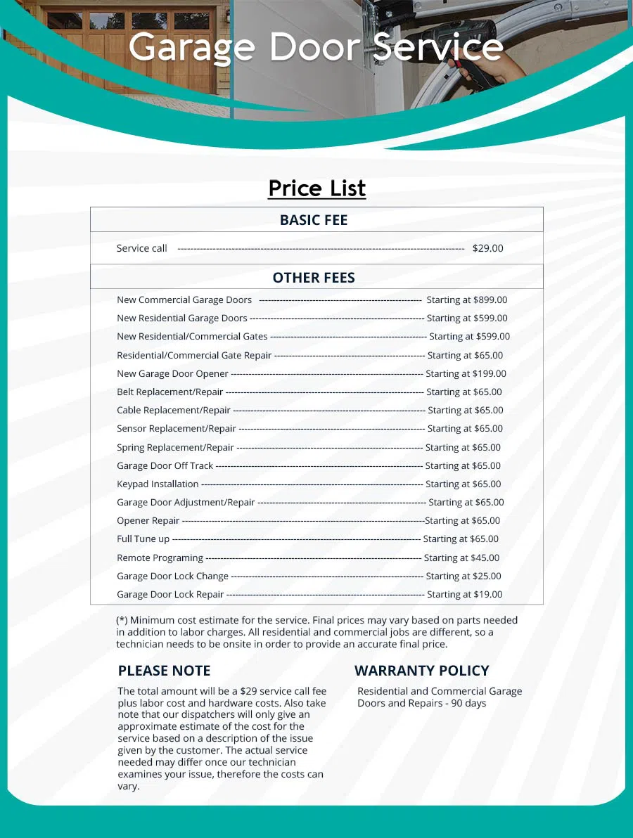 Garage Door Mobile Service Repair Boston, MA 617-274-6690